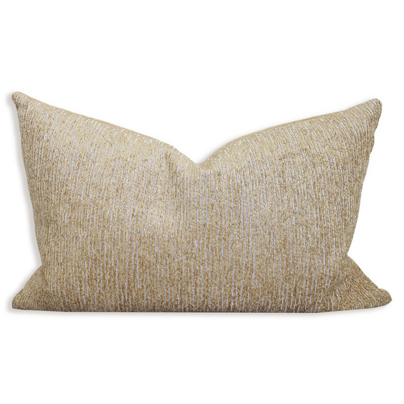 Striped Feather Throw Pillow, Beige