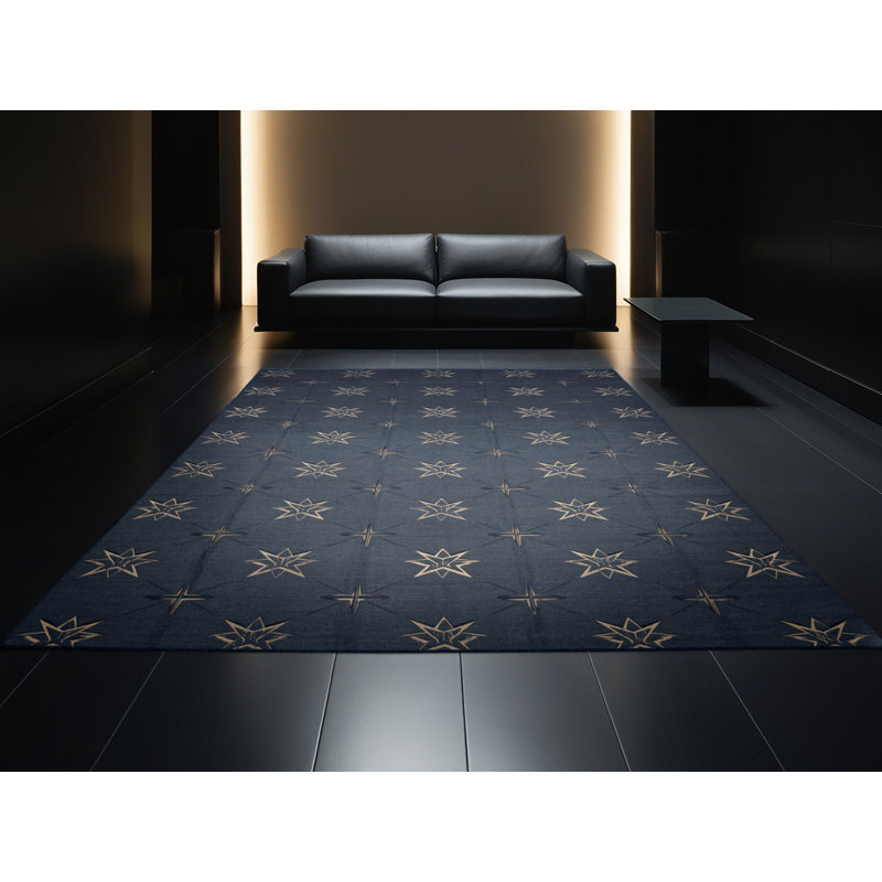 Soft Plush Eudy July 4Th Modern & Contemporary Abstract Area Rug in Gray – Navy Binding, 7x10