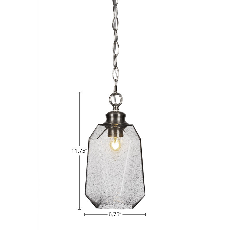 Luminaire suspendu à chaîne Rocklin avec verre 6,25 po, Nickel brossé, Coloré