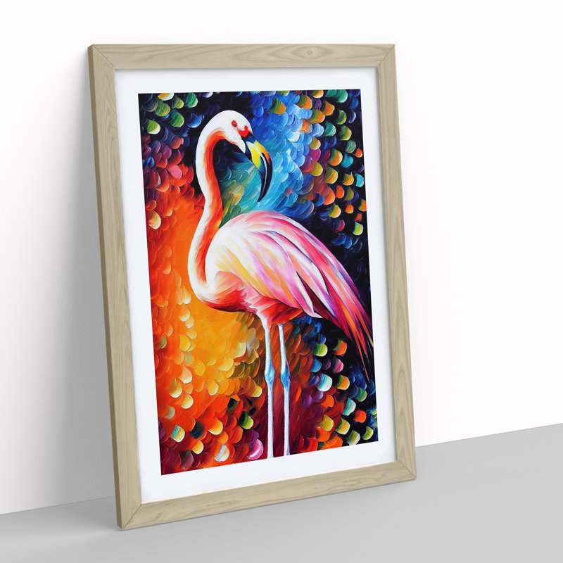 Flamingo Portrait No.3 - Framed Print, 34cm H x 25cm W x 2cm D, Oak