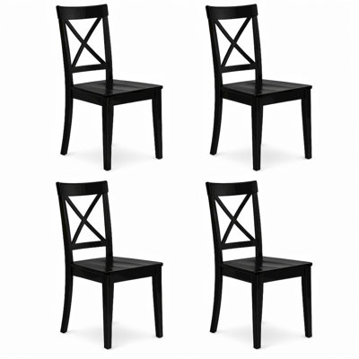 Black Dining Chair Set Of 4, Wooden Frame, Comfortable Seating, Stylish And Durable, Suitable For Kitchen Or Dining Room