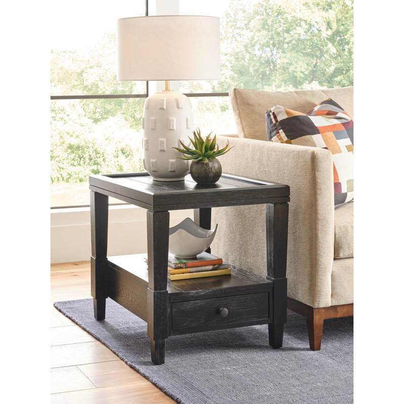 RECTANGULAR DRAWER END TABLE-EBONY