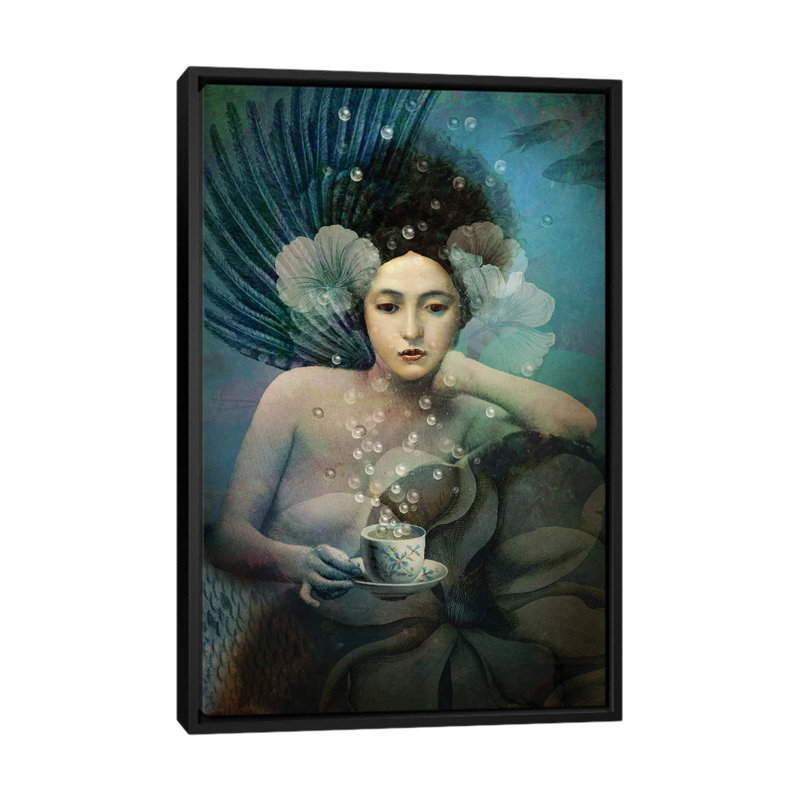 «Under the Sea» par Catrin Welz-Stein - impression d'art graphique, H 40 po x l 26 po x P 1,5 po, Toile avec cadre noir