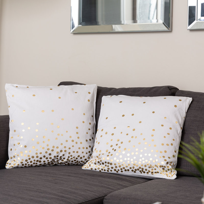  Square Cotton Pillow Cover & Insert, Gold
