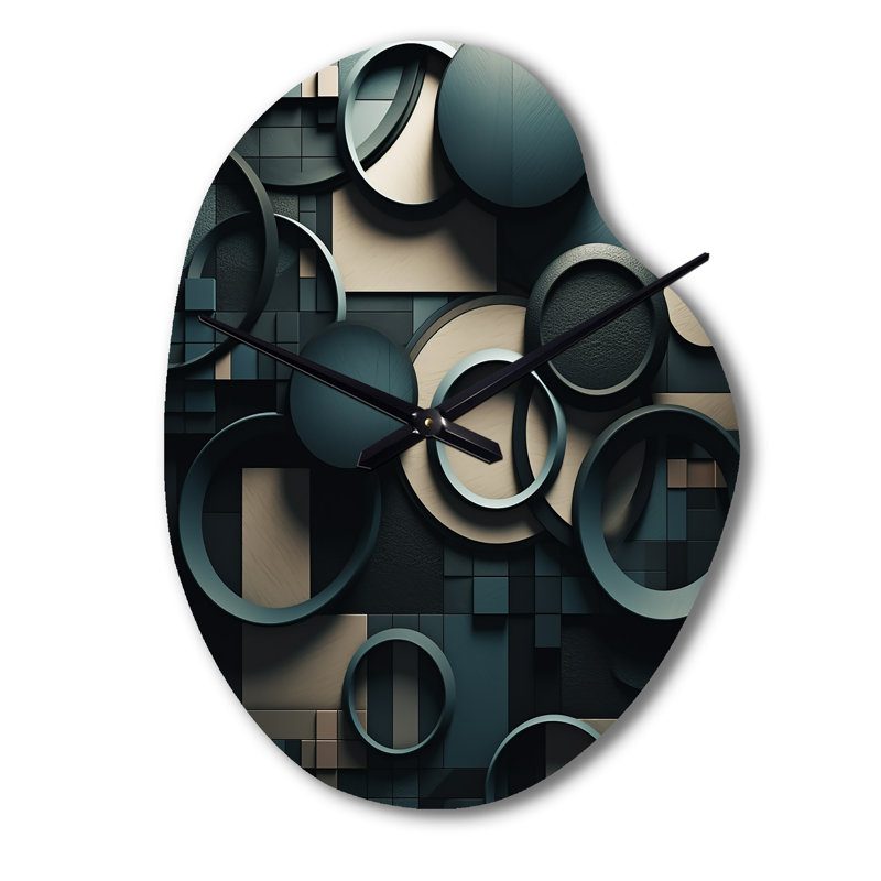 Horloge murale de forme unique en métal Teal, Petit