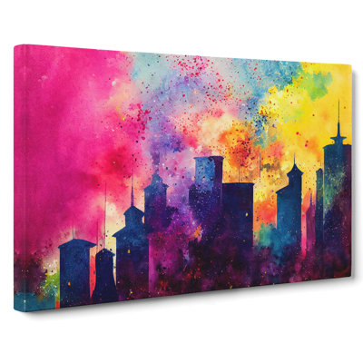 Bedazzled Watercolour Skyline Abstract - Wrapped Canvas