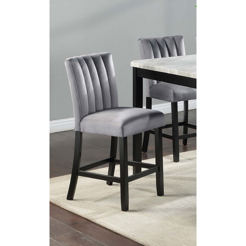 Chaise rembourrée en velours à hauteur de comptoir 2 pièces