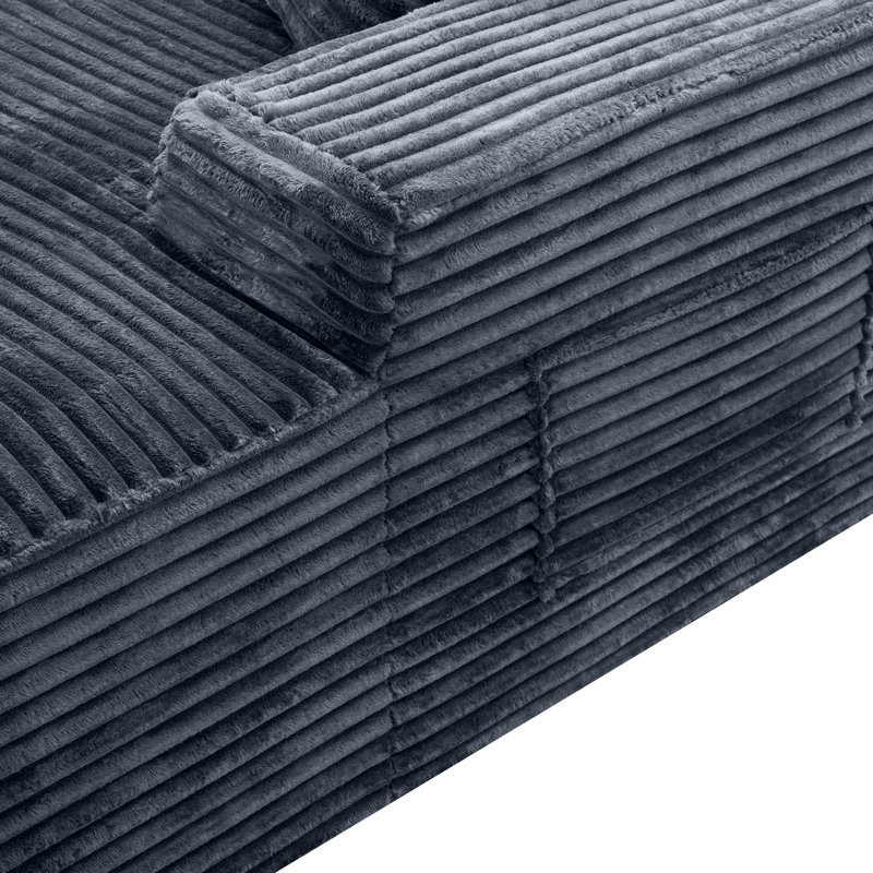 Canapé modulaire compressible en forme de U avec revêtement en velours côtelé, Grey Corduroy