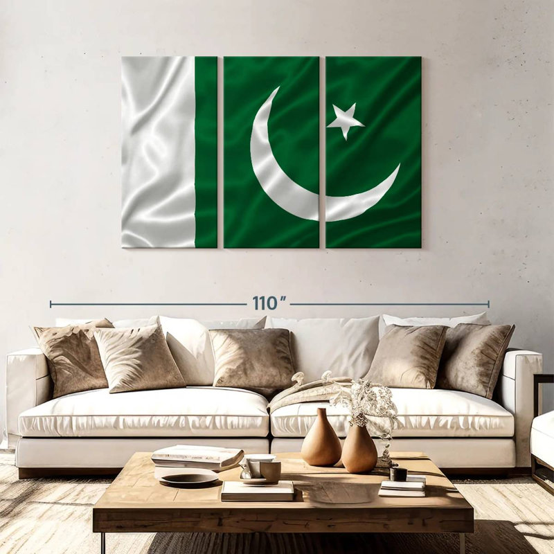 Drapeau pakistanais soyeux, H 48 po x l 74 po