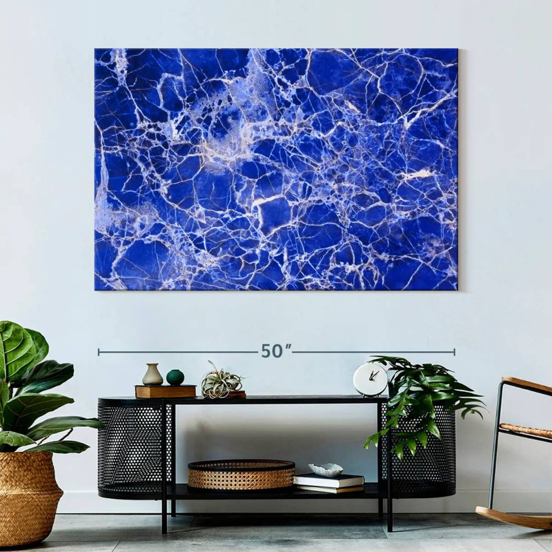 Avery Webbed Marble Blue Abstract, 34" H x 51" W