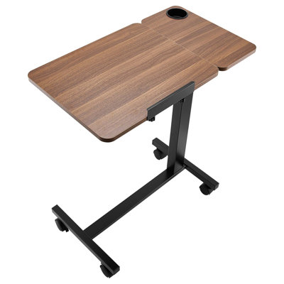 Adjustable Overbed Table with Flip Desktop and Cup Holder