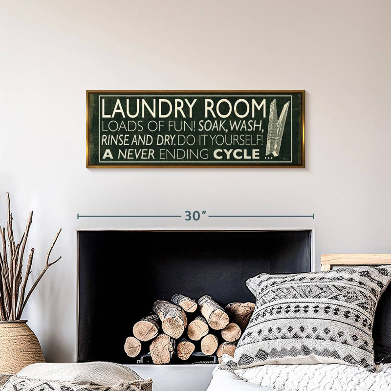 Laundry Room I, 28" X 10", Floating Frame Gold