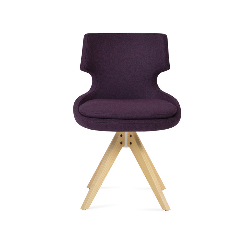 Patara Pyramid Swivel Dining Chair, Deep Maroon, Natural