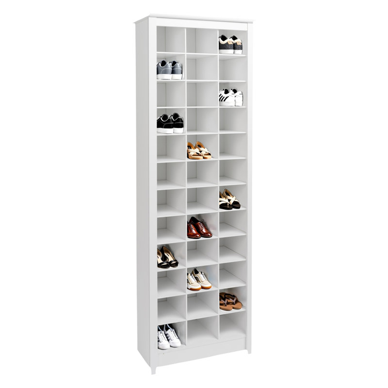 Étagère à chaussures Kahl 36 paires, l 23,5 po x H 72,5 po x P 13 po, grande armoire à chaussures avec 36 casiers, rangement compact, blanc