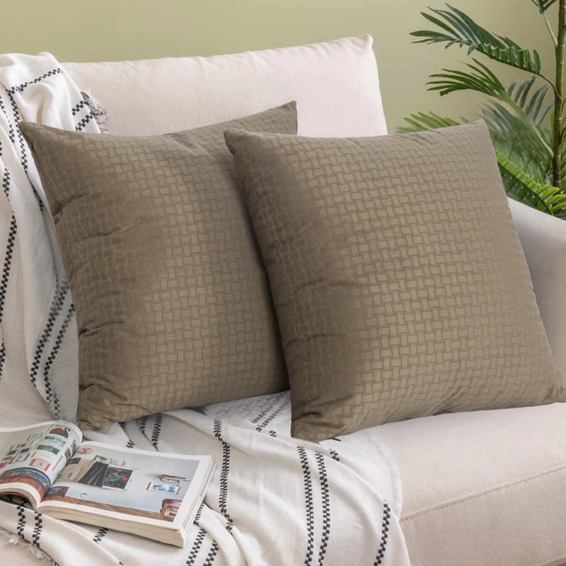 Square Throw Pillow Cover Yellow, Light Brown