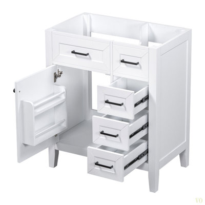 30" Bathroom Vanity Without Sink, Cabinet Base Only, Bathroom Cabinet With Drawers, Solid Frame And MDF Board