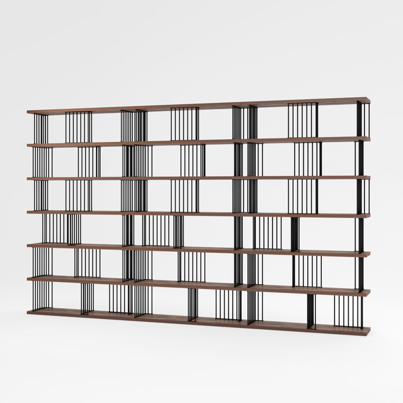 Noractur Iron Standard Bookcase, (6 Shelves) 86.2" H x 141" W x 11.8" D