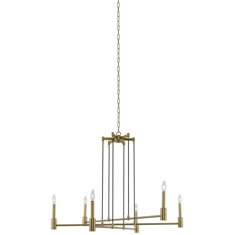 Lustre Mid-Century Art déco Kingston par Kalco, Laiton d'hiver