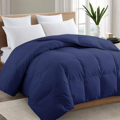 California King Navy Blue Comforter, All Season Quilted Down Alternative Duvet Insert With Corner Tabs, Breathable Bed Comforter, Summer Warm