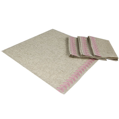 Ensemble de 4 serviettes Shinobi brodées 20 par 20 pouces, rose