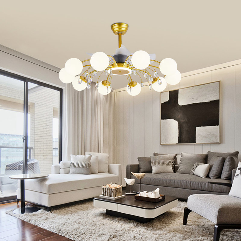 39.4" Bladeless Ceiling Fan with Remote and 10 lights, Gold