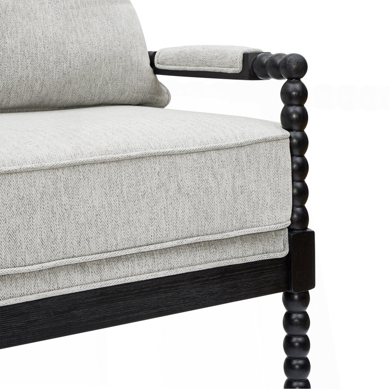 Chaise d'appoint rembourrée avec structure en bois tourné, gris, Gray Polyester, Black