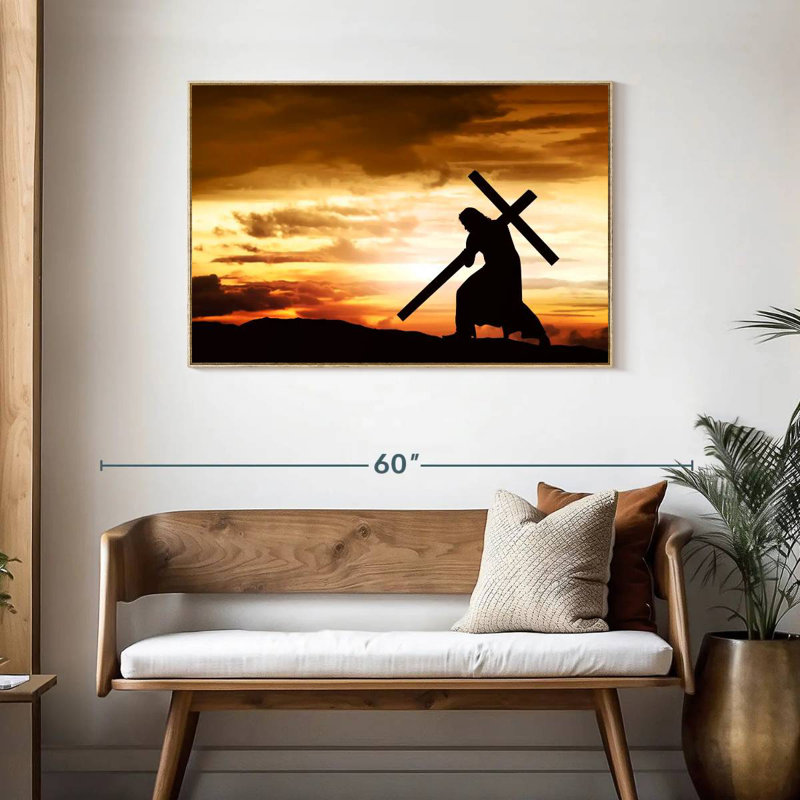 Jésus-Christ, Cadre flottant en bois naturel, 43 po x 29 po