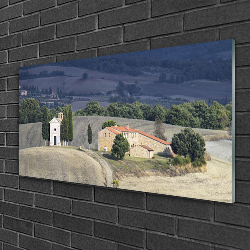 Meadow Trees Landscape - No Frame Print on Glass