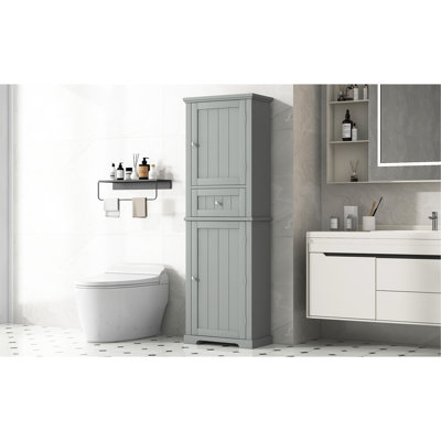 Versatile Bathroom Storage Cabinet With Adjustable Shelf And Drawer, Ideal For Organizing Essentials And Maximizing Space.