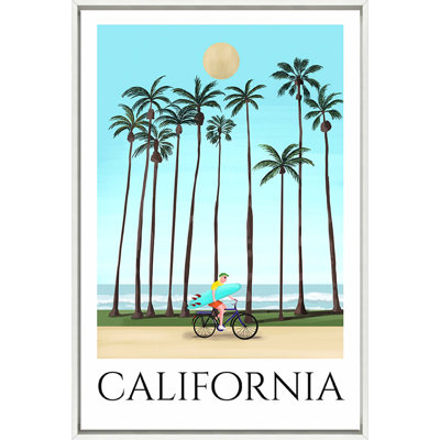 California Surf Travel Poster - Framed