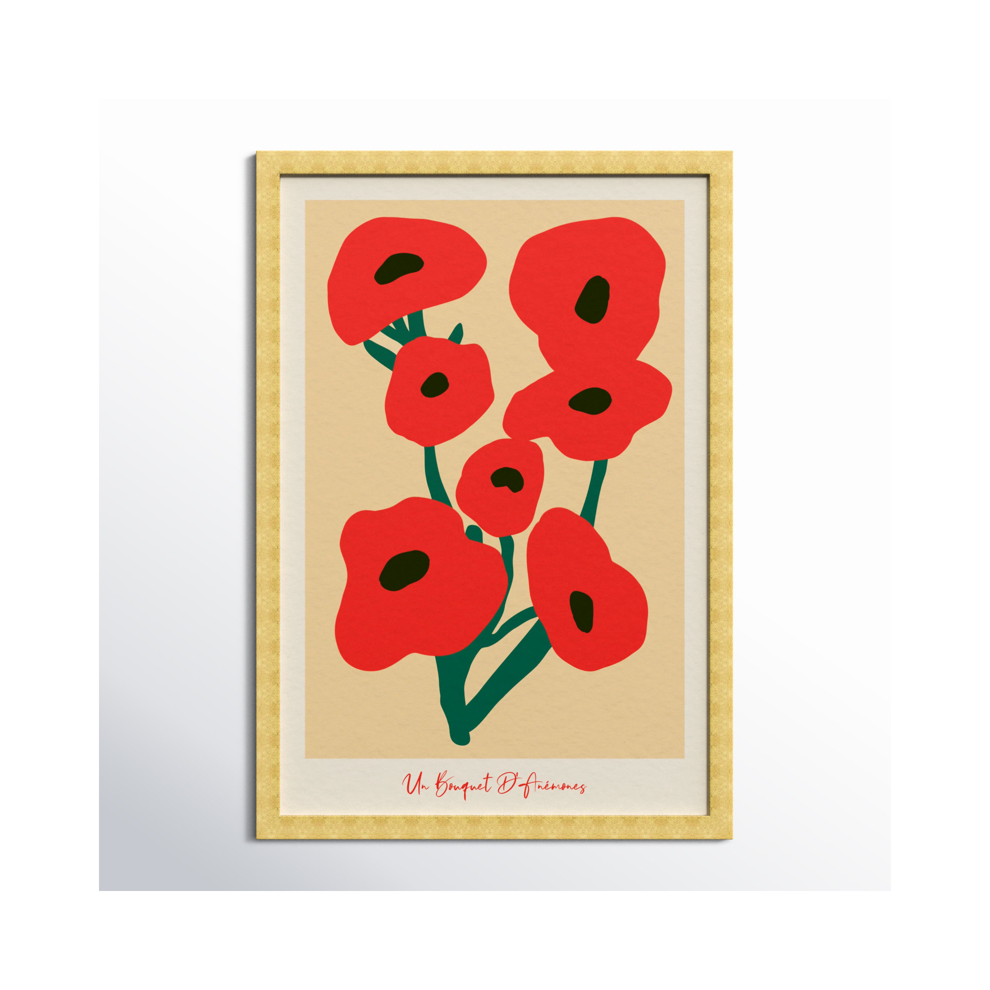 Modern Red Flower Bouquet by Oliver Gal, Gold, 26" H x 18" W