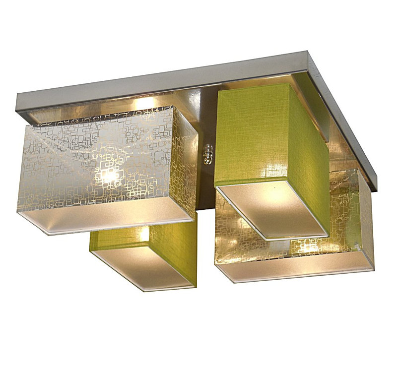 Partlow Fabric Semi Flush Mount, Sliver/Green