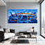 «Cités et pays», abstrait géométrique bleu, ensemble de 3 reproductions d'art sur toile-674402855