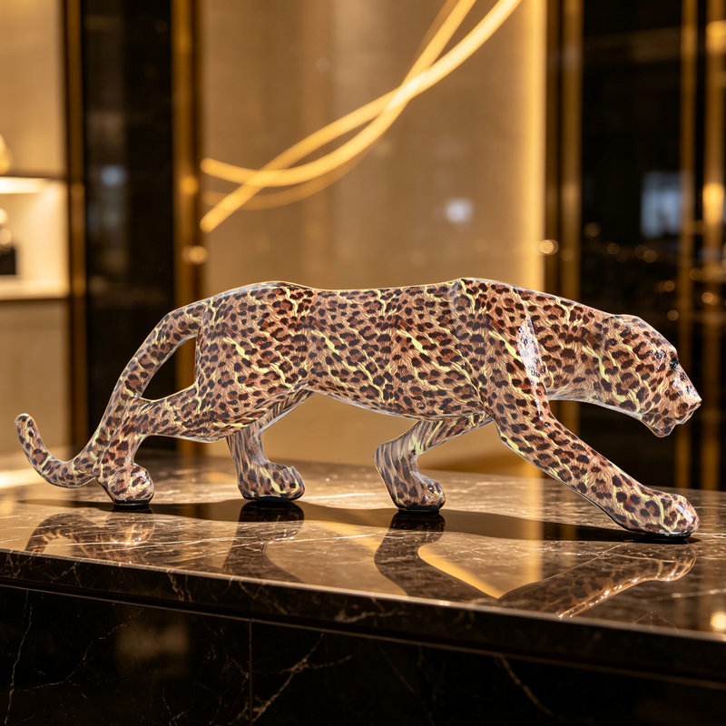Décoration de guépard statue de léopard en résine assise guépard Figurine de bureau décoration de bureau pour la maison