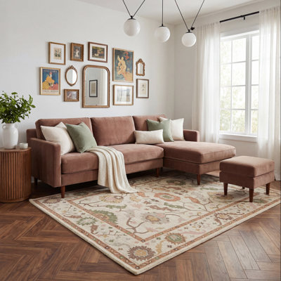 Junibrae Farmhouse Floral Handmade Wool Indoor Area Rug