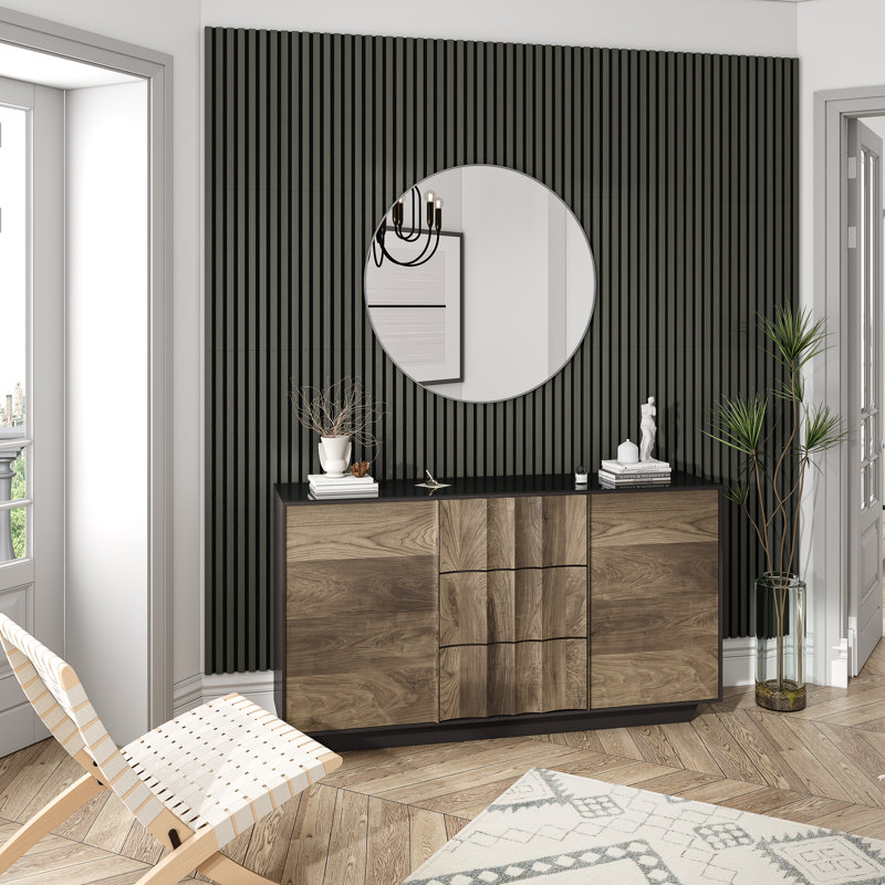 Panneaux muraux décoratifs 3D Slat Wall Panels, Noir, H 94,5 po x l 11,8 po