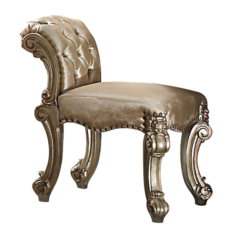 Tabouret de coiffeuse élégant avec garniture de couleur patine dorée