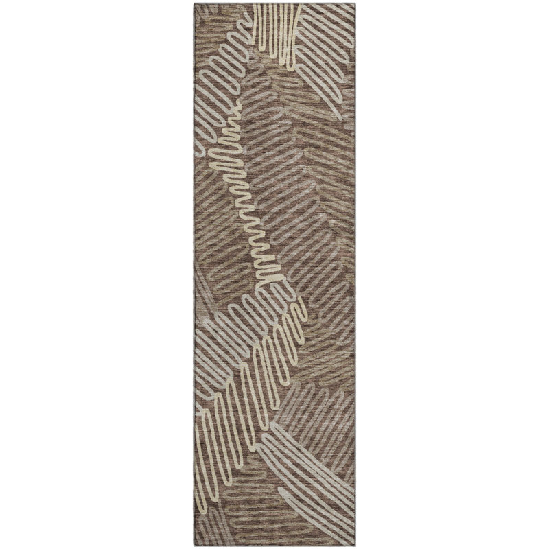 Premium Machine Washable Prisco Chocolate Rug, Runner 2'3" x 7'6"