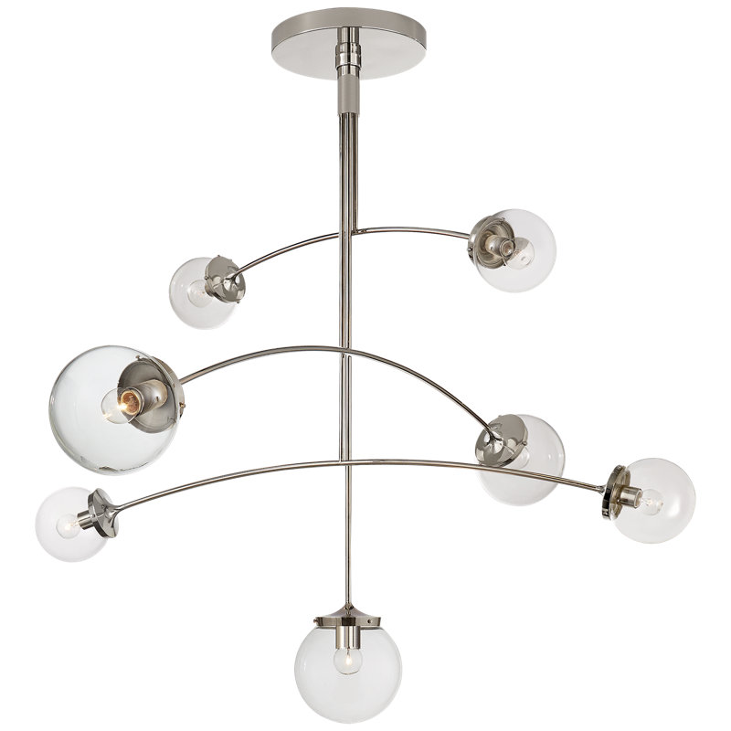 kate spade new york Prescott Large Mobile Chandelier, Clear Glass, Polished Nickel