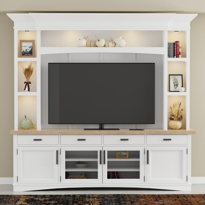 Solid Wood Entertainment Center for TVs up to 70", White