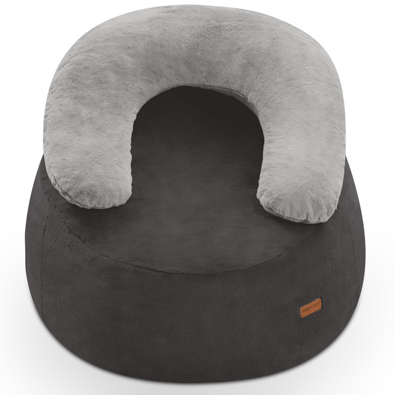  45" U-Shaped Pillow Bean Bag Chair For Adults And Kids Beanbag Chair With Washable Cover Gray, Gray Velvet