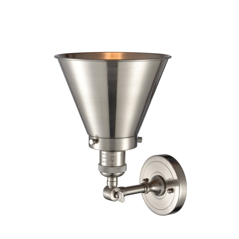 Applique murale à bras 1 lumière Estella, Ampoule incandescente rétro de 60 watts, Nickel satiné brossé, Nickel satiné brossé