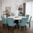 Wexford Collection Set of 4 Mid-Century Modern Parsons Dining Chairs, Upholstered Faux Leather Dining Chairs with Solid Wood Legs, High Back Side Chairs for Dining Room, Kitchen or Breakfast Nook, Light Blue-587628567