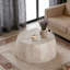 Table basse ronde en MDF de haute qualité, couleur naturelle, 34,65 pouces, style industriel moderne, entièrement assemblée.-1338721467-1338721466