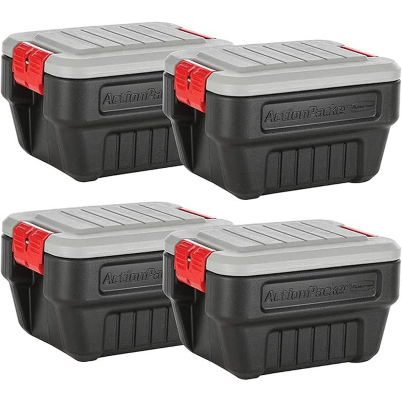 Bacs de rangement 8 gallons Rubbermaid Actionpacker, paquet de 4, verrouillable