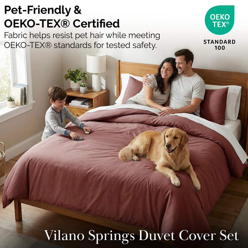 Vilano Springs ® Oversized Duvet Cover Set Microfiber with corner ties and zipper closure, Marsala