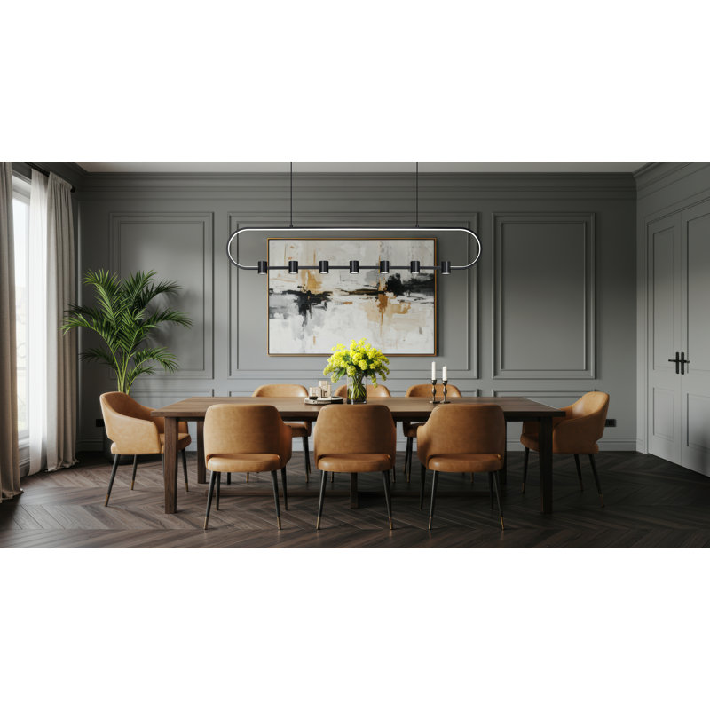 Saros Matte Black 7 Light Linear Chandelier