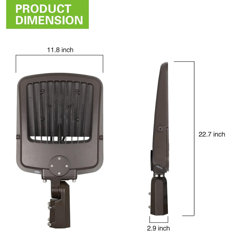 Boîte à chaussures 200W avec photocellule, lumière du jour 45 000Lm, 5000K blanc, lumière de parc à haute efficacité 150Lm / W [Équivalent à 400-600W Hps], 100-277V, étanche IP65, fixation ajustable