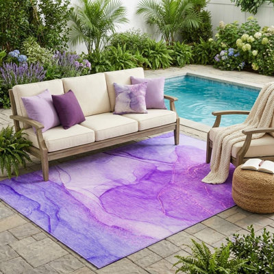 Tapis d'extérieur lavable et antidérapant mauve 5 pi x 8 pi