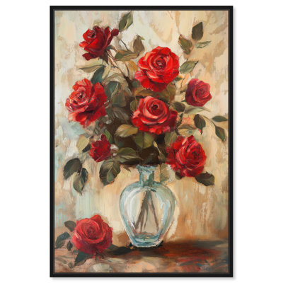 Art floral romantique sur toile de verre Ruby Roses